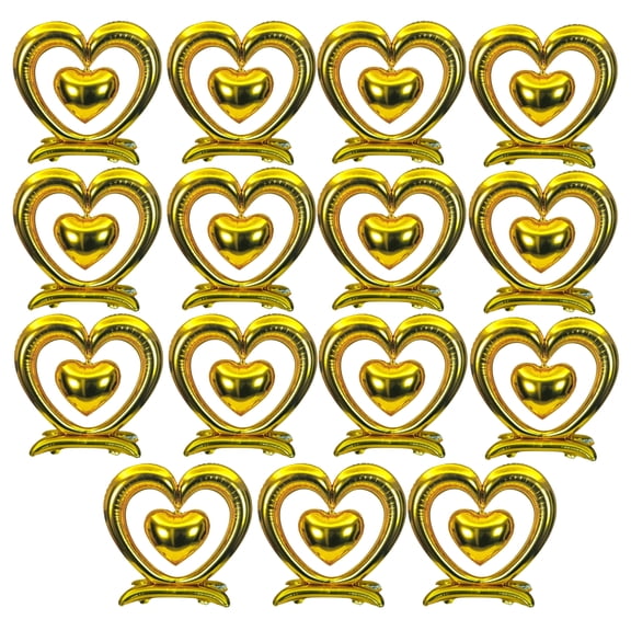PMU Valentine's Day Heart Shaped Standing Open Heart Mylar Balloon18 Inch, Gold Pkg/25