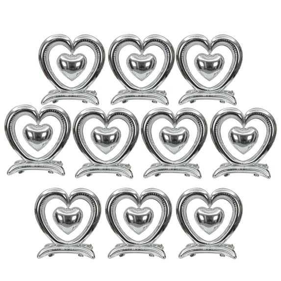 PMU Valentine's Day Heart Shaped Standing Open Heart Mylar Balloon18 Inch, Silver Pkg/10