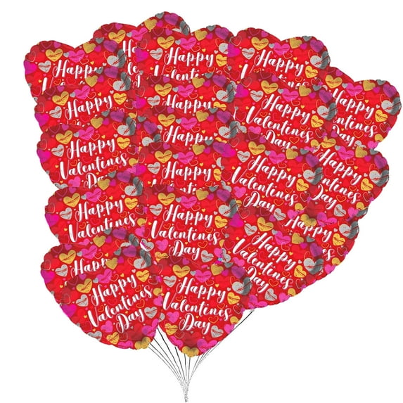 PMU Valentine’s Day Heart Shaped Textured Hearts 18 Inch Mylar-Foil Balloon Valentine's Day, Proposal, Special Events, Photo Props Party Decoration and Accessories (25/Pkg) Pkg/1
