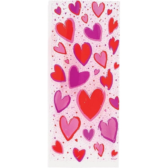 PMU Valentine’s Day Hearts Cello Bag (20pcs per pack) Party Favors Gift Bag Pkg/1