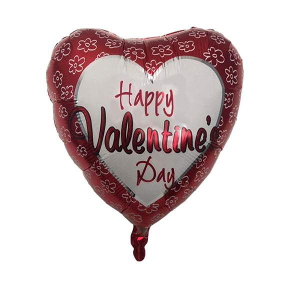 PMU Valentine’s Day Inch Heart Shaped "Happy Valentine's Day" White Drawn Flowers Red 18 Inch Mylar-Foil Balloon Valentine's Day, Proposal, Photo Props Party Decoration and Accessories Red Pkg/1