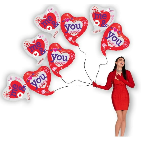 PMU Valentine's Day "Me & You" 42in Mylar-Foil Balloon 4/pkg