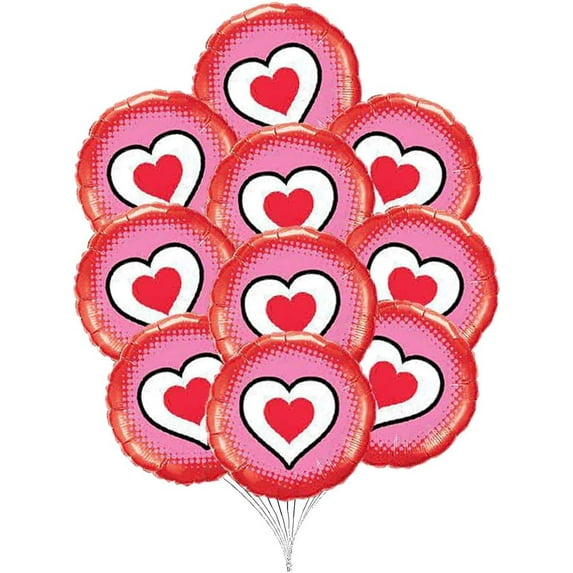 PMU Valentine's Day Only Hearts 18in Mylar-Foil Balloons (10/pkg) Pkg/1