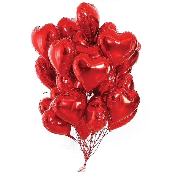 PMU Valentine's Day Red Heart Shaped 18 Inches Mylar - Foil Balloons Pkg/100