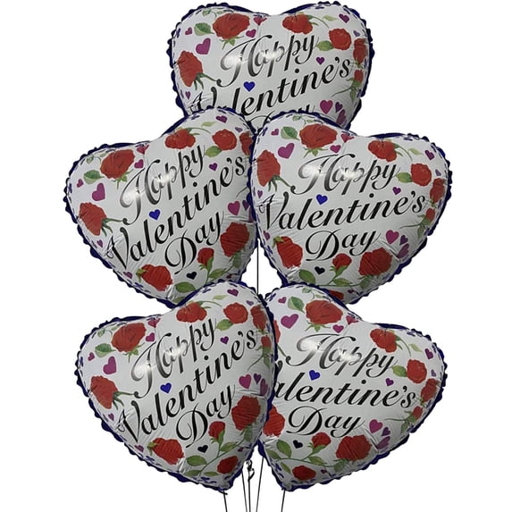 PMU Valentine’s Day Roses 18 Inch Mylar Foil Balloon Valentine's Day, Proposal, Special Events, Photo Props Party Decoration and Accessories (5/Pkg) Pkg/1