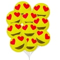 thumbnail image 1 of PMU Valentine’s Day Round-Flat Emoticon Heart Eyes 18 Inch Mylar-Foil Balloon Valentine's Day, Proposal, Special Events, Photo Props Party Decoration and Accessories (10/Pkg) Pkg/1, 1 of 8
