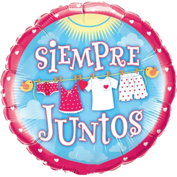 PMU Valentine’s Day "Siempre Juntos" Clothesline 18 Inch Mylar-Foil Balloon (25/pkg) Pkg/1