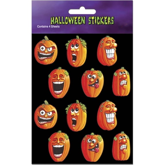 PMU Halloween Party Decoration Accessory Wacky Jack-O-Lantern Stickers (4/Pkg) Pkg/1