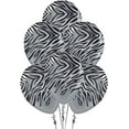 thumbnail image 1 of PMU Zebra Balloons PartyTex 11 Inch Premium Metallic Silver with All-Over Print Black Zebra Stripes Pkg/12, 1 of 1