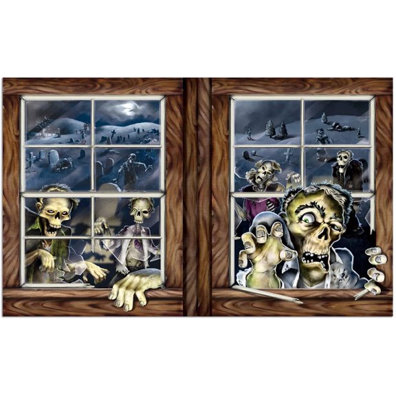 PMU Halloween Party Accessory Decoration Zombi Attack Insta-View 38in x 62in (1/pkg) Pkg/1