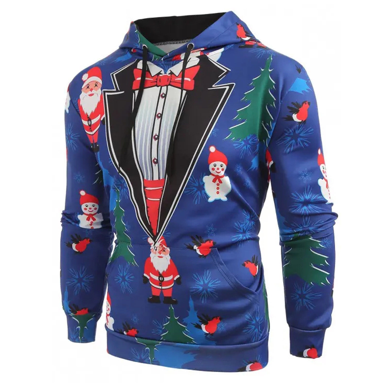 PMUYBHF 2024 Mens Christmas Sweatshirt Men s Autumn Slim Casual Christmas Printed Hooded Long Sleeve Sweatershirts Top Blouse Mens Pullover Jacket with Hood Walmart