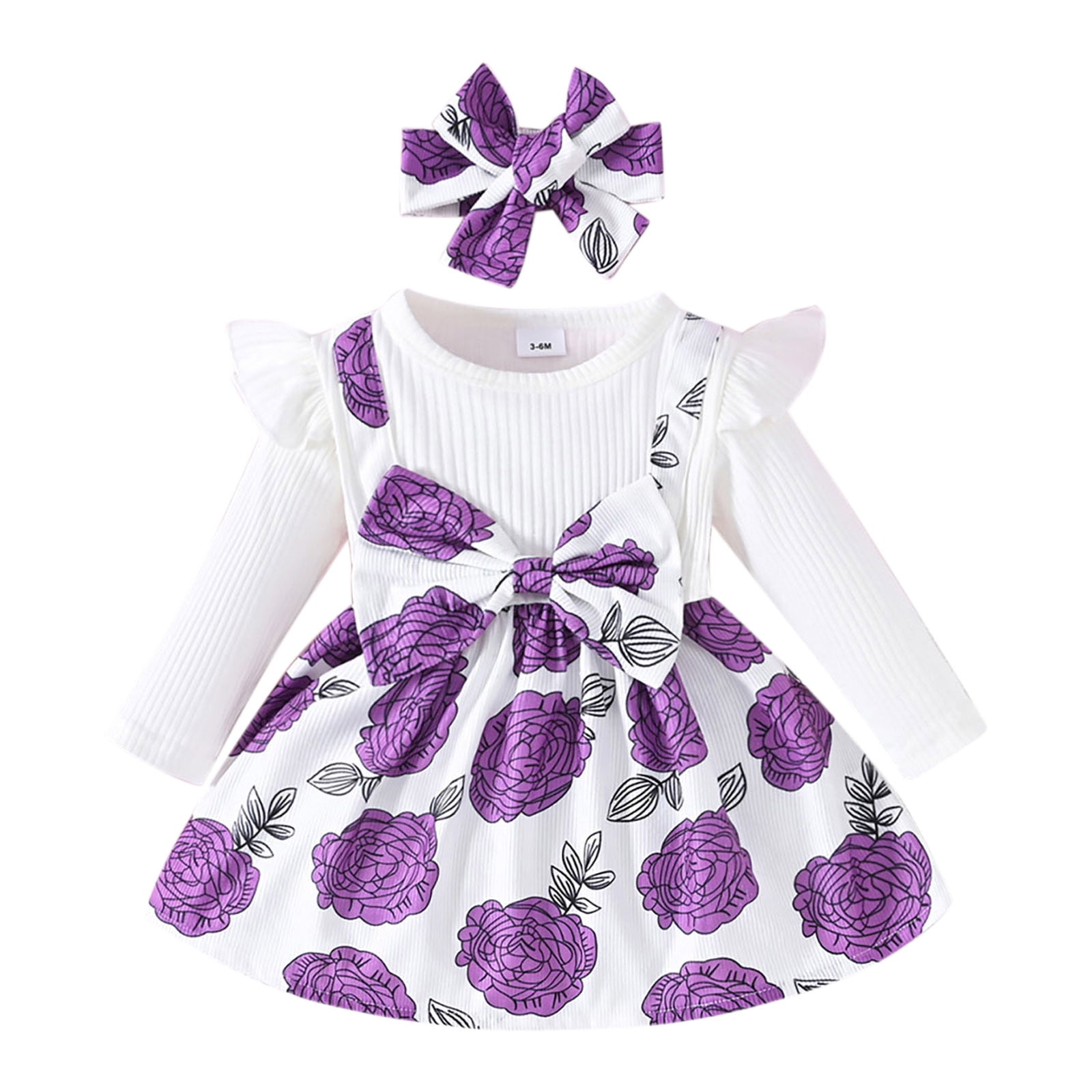 PMUYBHF Baby Girl Dresses 03 Months Green Toddler Girls Long Sleeve