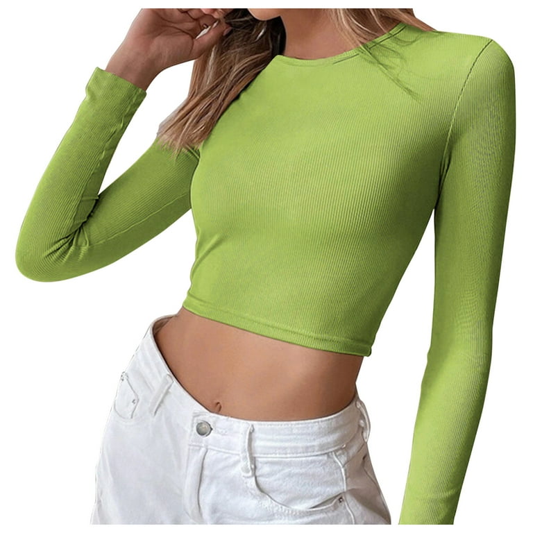 PMUYBHF Backless Top with Built in Bra Plus Size Womens Backless Casual  Cropped Slim Long Sleeve T Shirt Top Womens Fashion Womens Fall Fashion  2024