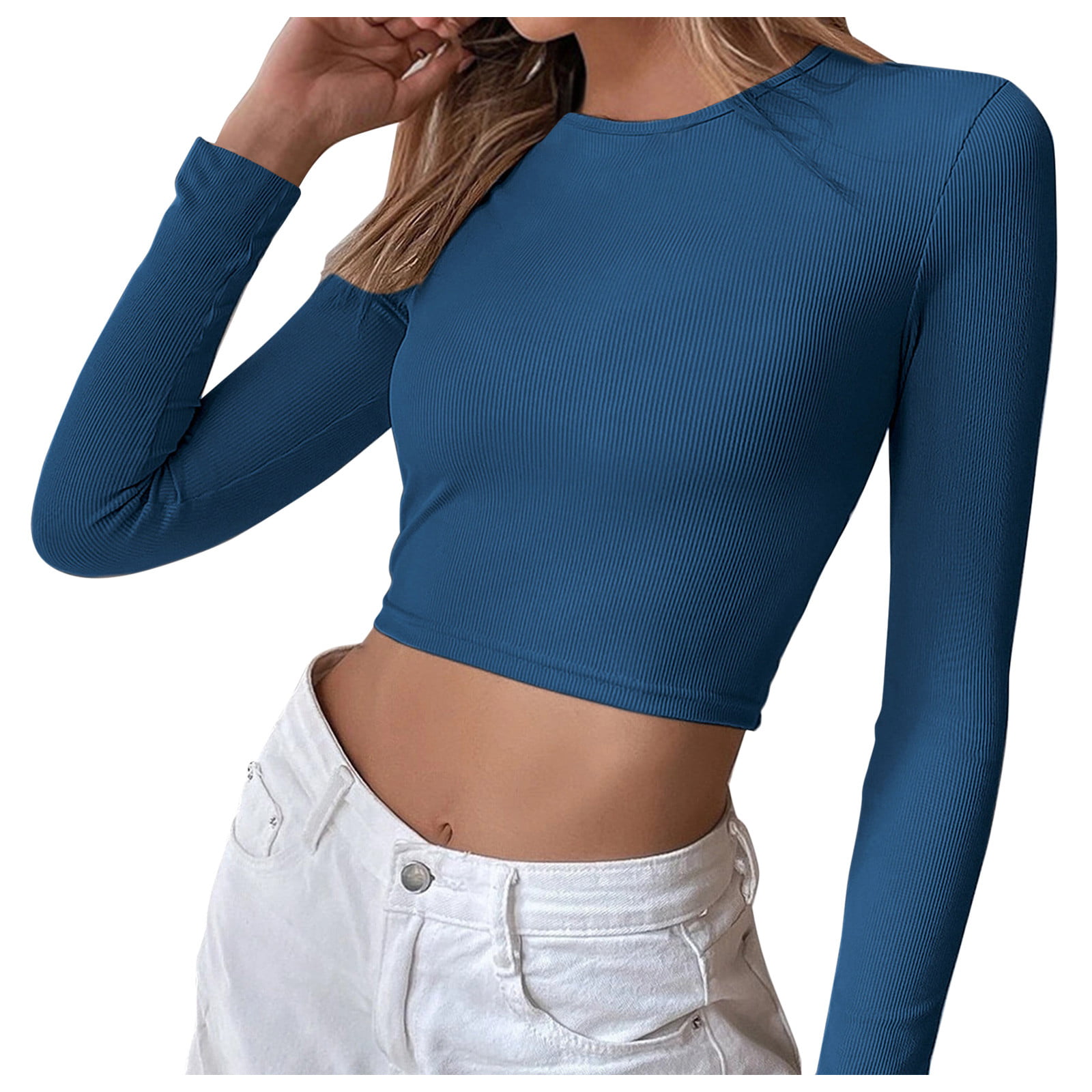 PMUYBHF Backless Top with Built in Bra Plus Size Autumn and Winter 2024  Solid Long Sleeve V Neck Slim Knitted Tied Top Women's Wear Womens Fashion  Womens Long Sleeve Blouses 10.99 