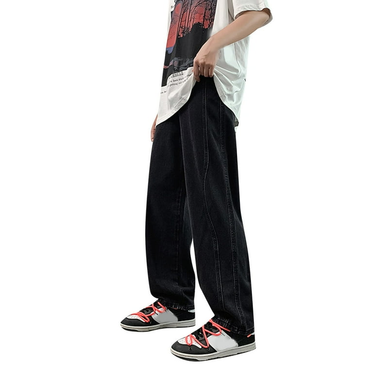 PMUYBHF Baggy Sweatpants for Men Tall Mens High Street Washed Old