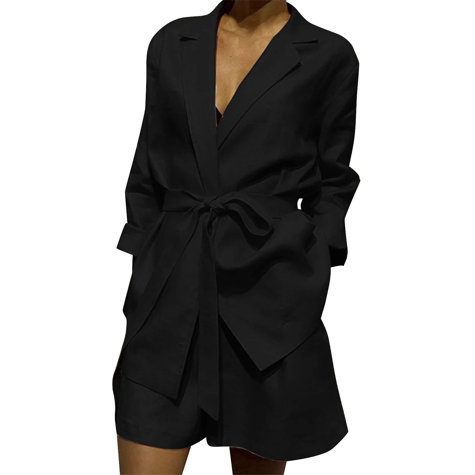 PMUYBHF Birthday Outfits for Women Plus Size Summer Women's Lapels Business  office Plain Long Sleeve Suit Jacket Slim Fit Shorts 2 piece Suit Sets  Summer Outfits for Women Trendy - Walmart.com