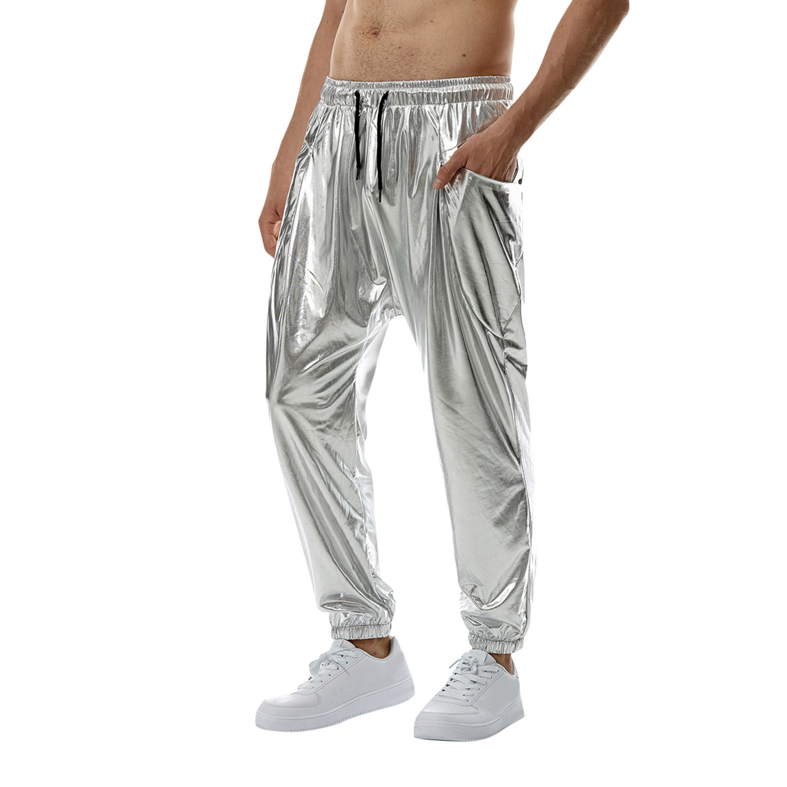 PMUYBHF Cargo Sweatpants for Men Male Spring Summer Trousers Solid Color Tethered Leather Pants Bright Leather Trousers Men s Cargo Pants with Pockets Walmart