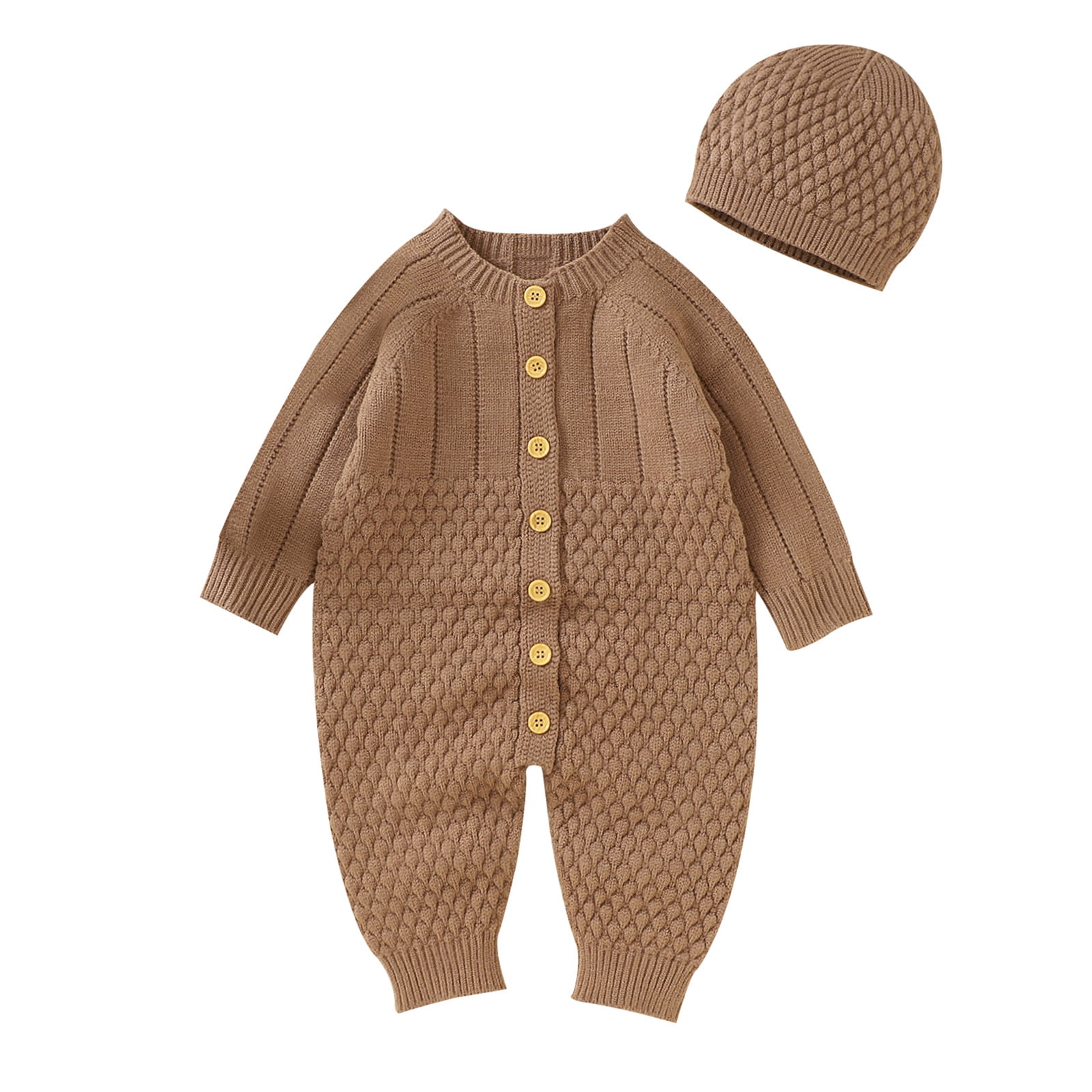 PMUYBHF Clearance under 10 Baby Knit Romper Cotton Button Down Long