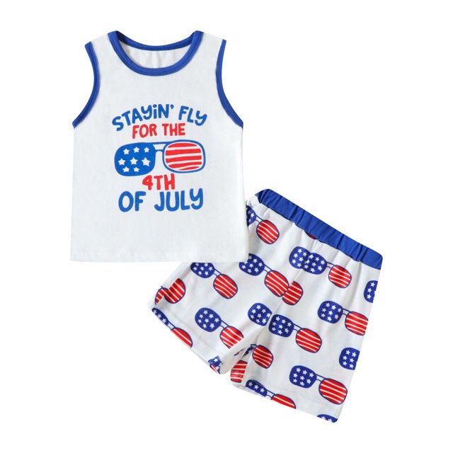 PMUYBHF Clearance under 10 Toddler Boys Independence Day Sleeveless