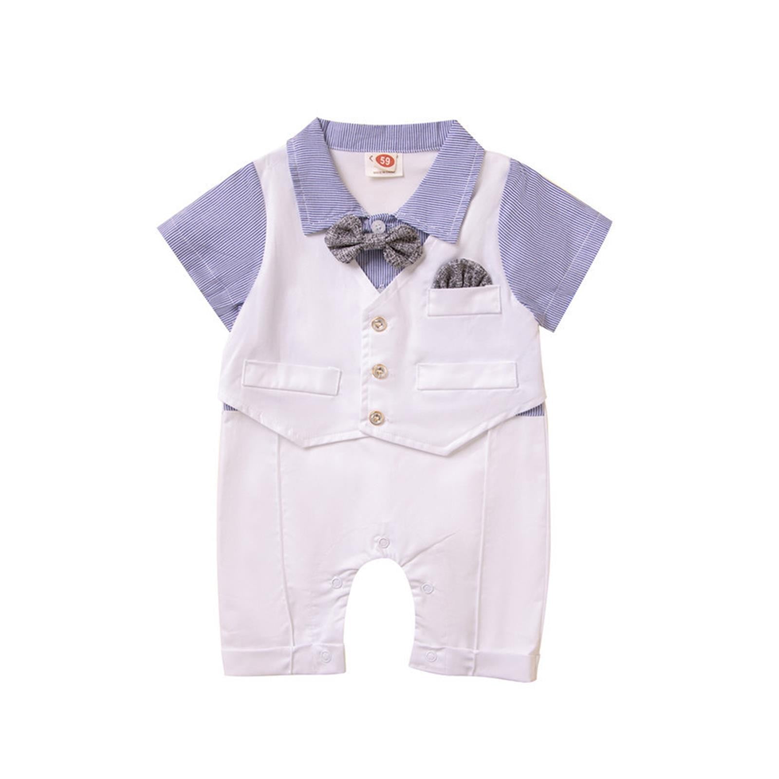 PMUYBHF Clearance Boy Jumpsuit Gentleman Baby Short Sleeved Jumpsuit