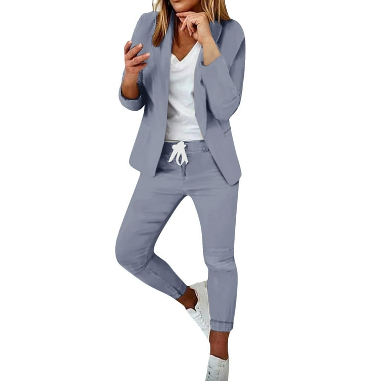 PMUYBHF Cute 21St Birthday Outfits for Women Women's Two Piece Suit Set  office Business Long Sleeve Jacket Pant Suit Slim Fit Trouser Jacket Suit  Plus