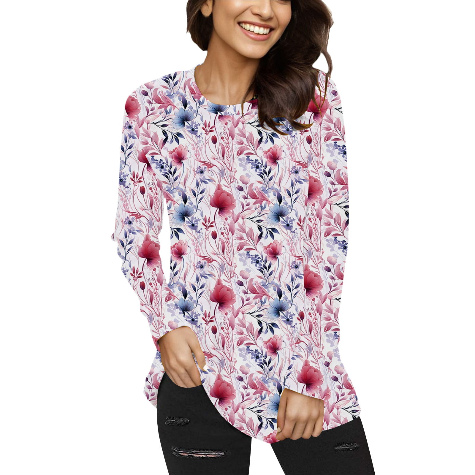 PMUYBHF Cute Fall Clothes for Women Women Fashion Casual T Shirt Prints