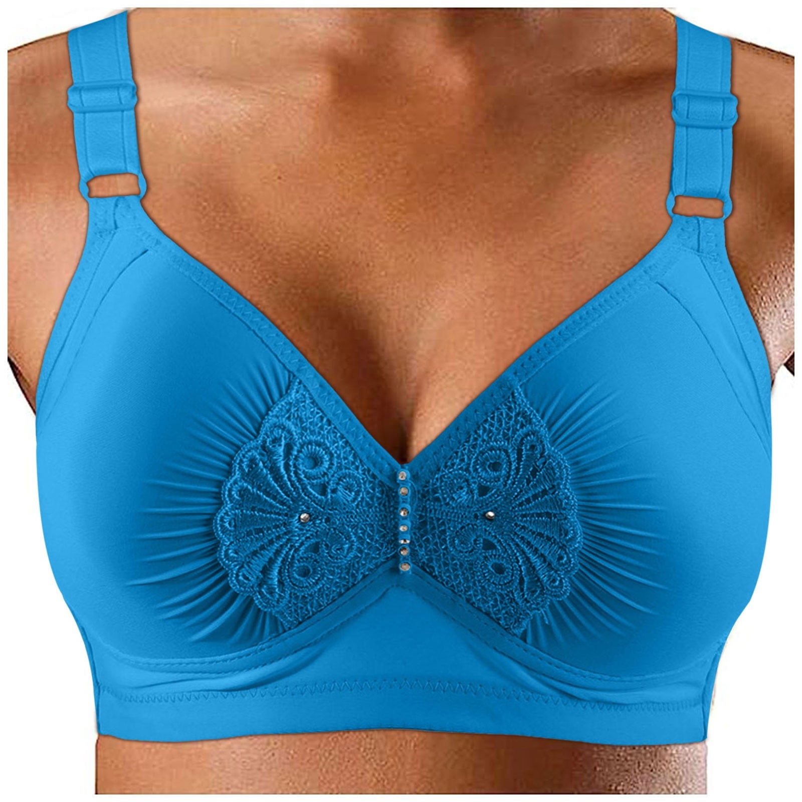PMUYBHF Female Bras for Women Underwire Push up Large Size Thin Solid Color Adjustable Bra Push