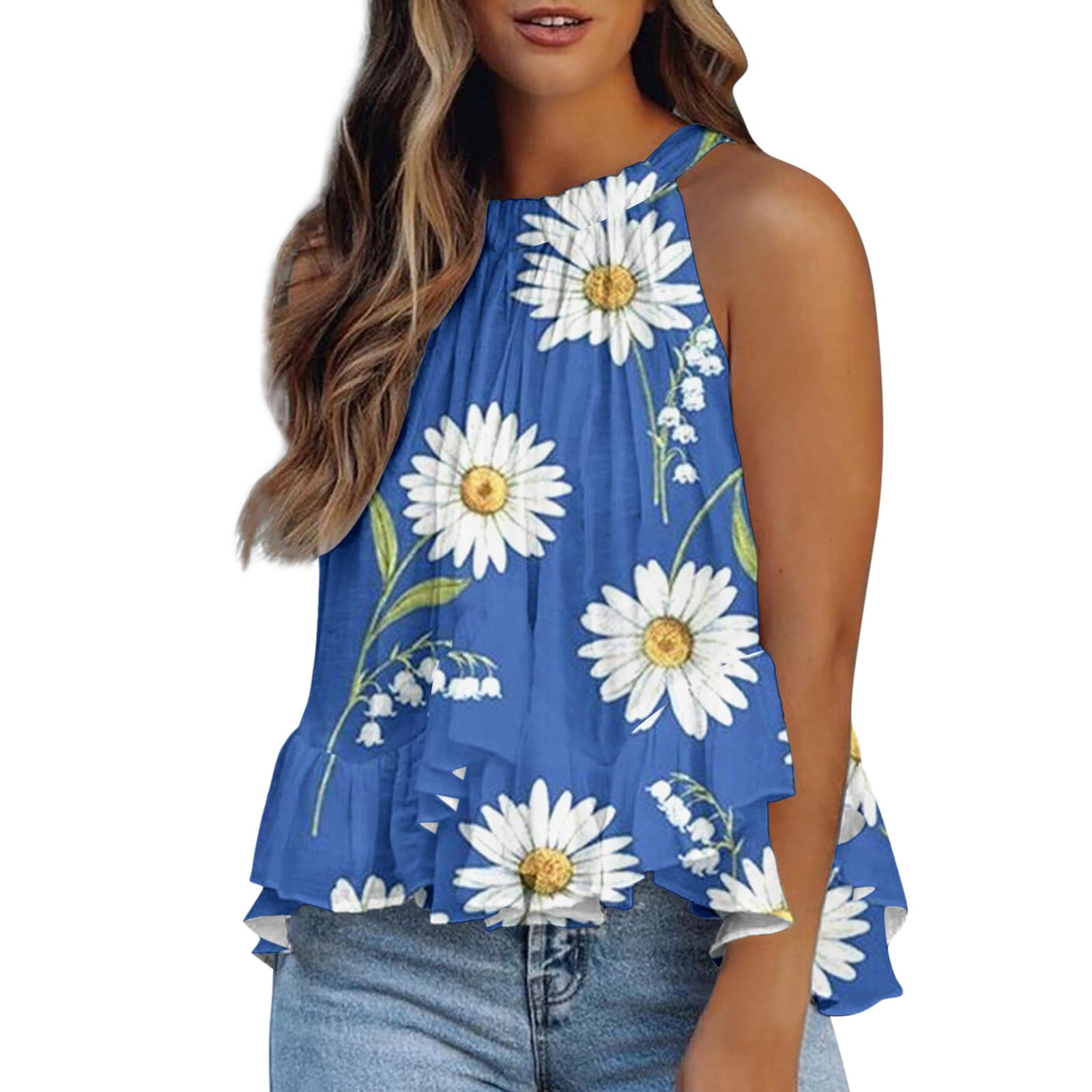 PMUYBHF Female July 4Th Sleeveless Turtlenecks for Women Cropped Pack