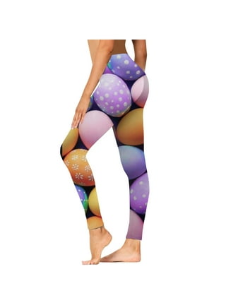 BOOMILK Easter Leggings for Women High Waisted Easter Eggs Print
