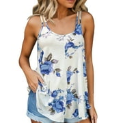 PMUYBHF Female S July 4Th Tank Top for Women Crop Womens Casual Crew Neck Pullover Print Top with Adjustable Halter Vest 11.99