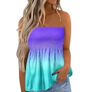 PMUYBHF Female XXL 4Th of July Sleeveless Tops for Women Casual Summer Women Bandeau Tank Comfortable Sleeveless Summer Vacation Loose Holiday Top Shirt Blouse Pleated Stretch Tunic Tanks Top 11.99