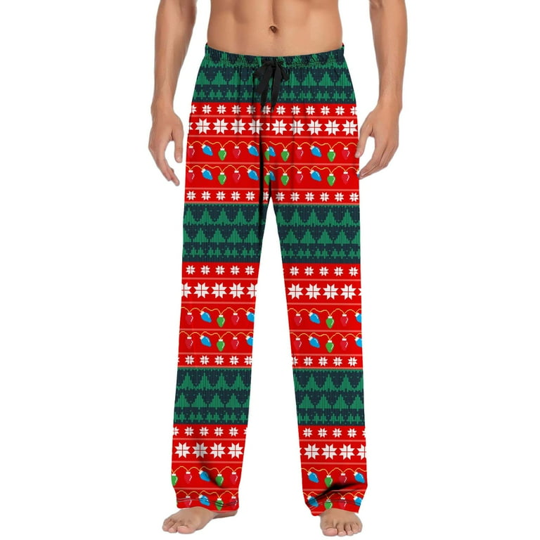 PMUYBHF Flare Sweats Men Christmas Mens Casual Pants Pajama Pants with Drawstring and Pockets Christmas Gift Mens Stretch Jeans Straight Fit