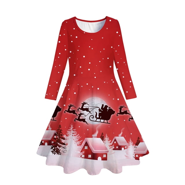 PMUYBHF Girls Christmas Dresses Size 10/12 Kids Toddler Baby Girls