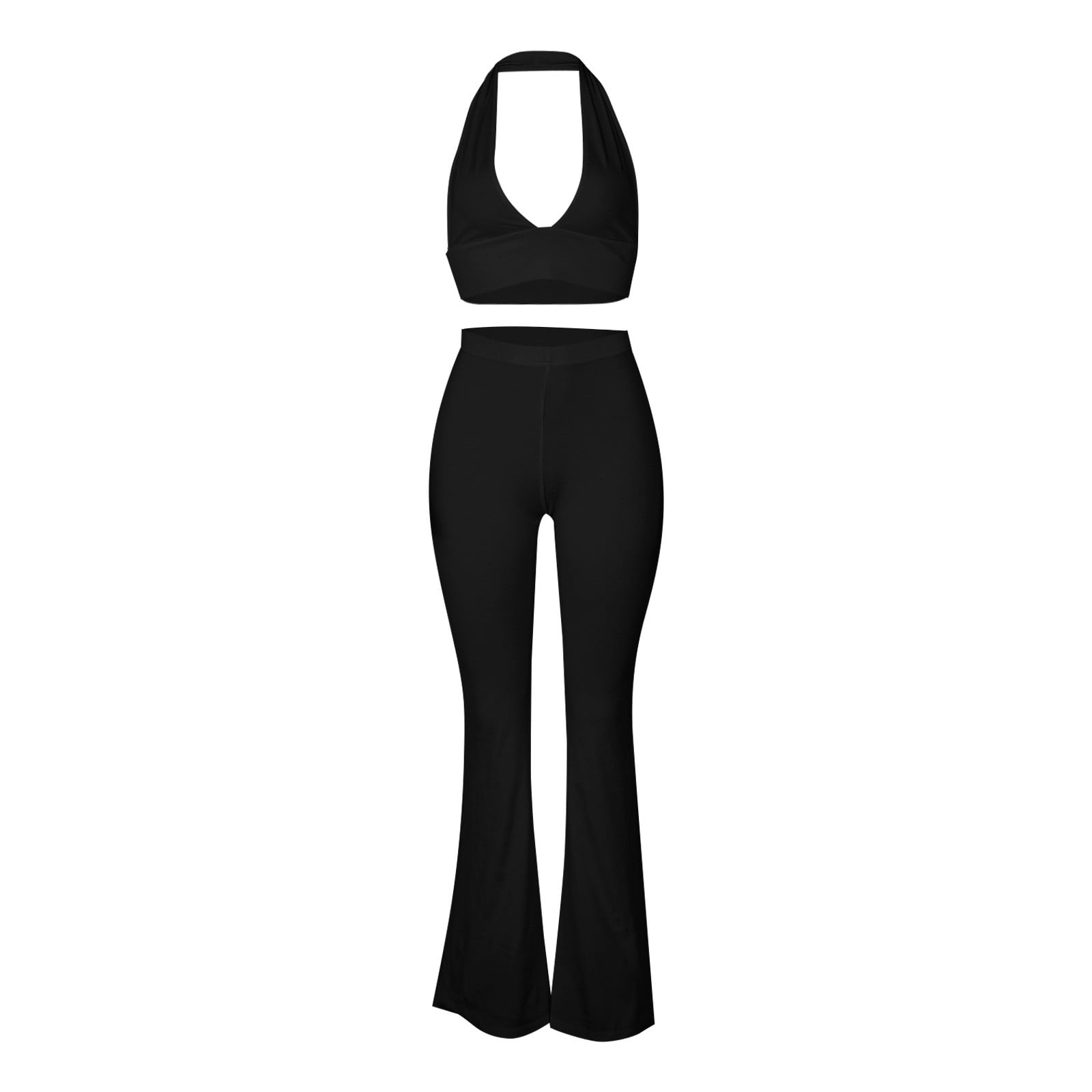 PMUYBHF Hiking Outfit for Women Women 2024 Summer Short Sleeve Wrap V neck  Crop Tops Wide Leg Pants Set Workout Sets for Women 3 Piece with Jacket