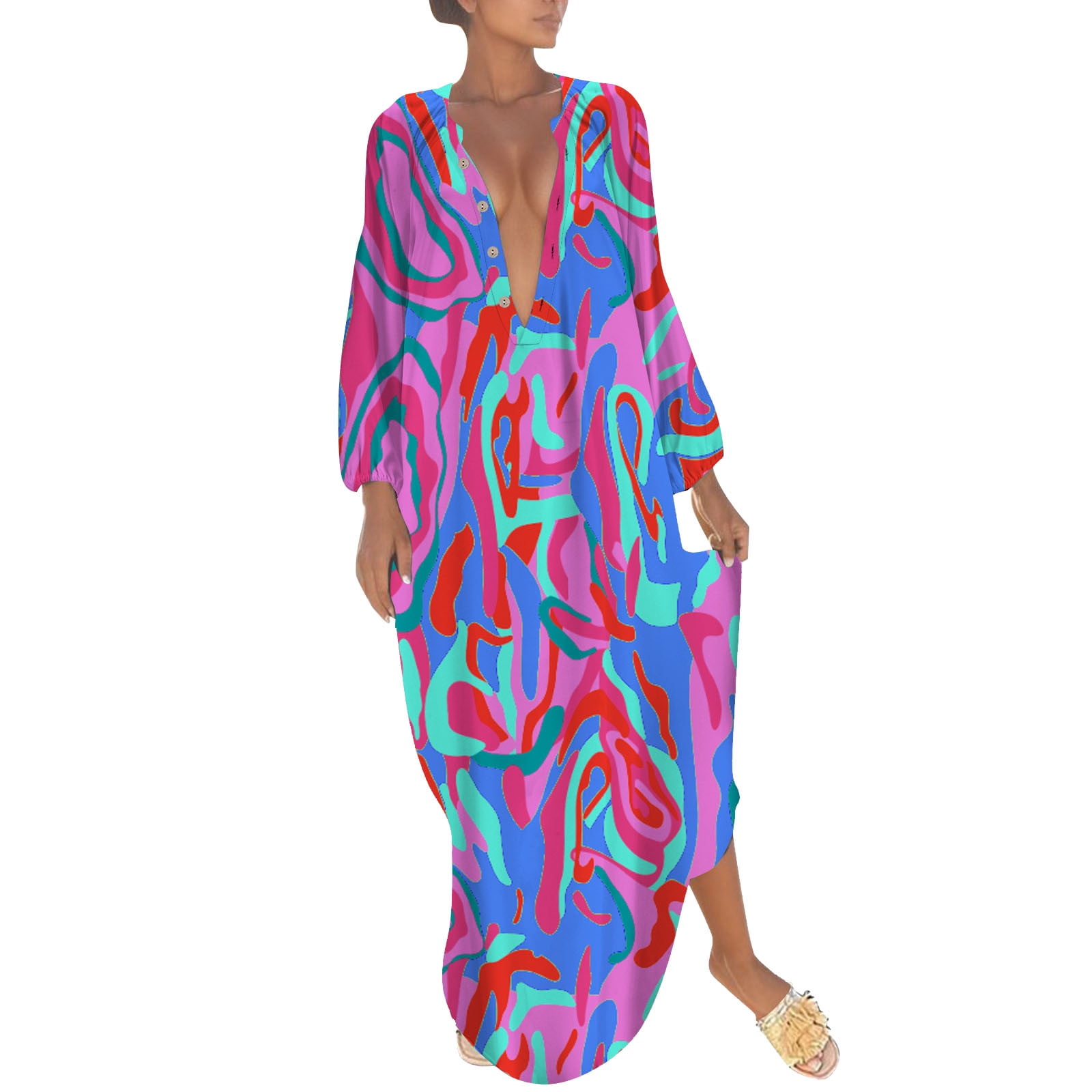 PMUYBHF Hot Pink Dress Women Womens Long Dresses Summer 2024 Womens