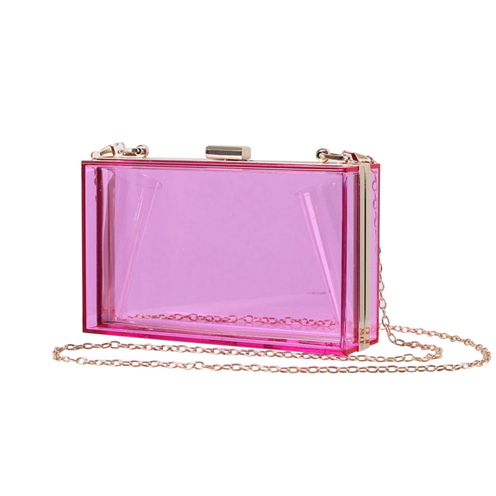 PMUYBHF Hot Pink Shoulder Bag Y2K Mini Shoulder Bag Striped Colorful Party Dinner Ladies Handbag with Chain Acrylic Bag Storage Organizer Hot Pink Shoulder Bag Walmart