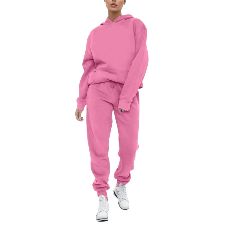PMUYBHF Hot Pink Tracksuit Girls Pink Sweatsuit Set Women's