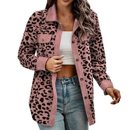 PMUYBHF Jean Jacket Womens Oversized Women s Casual Camouflage Jacket with Pockets Cool V Neck Long Sleeve Button up Denim Jacket 22.99 Walmart