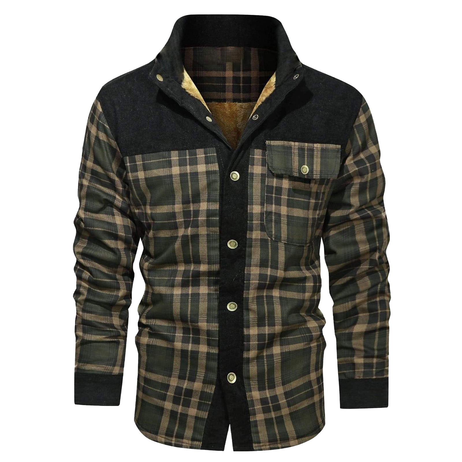 PMUYBHF Jean Jacket Men Xlt Men's Winter Wool Lined Flannel Plaid Shirt