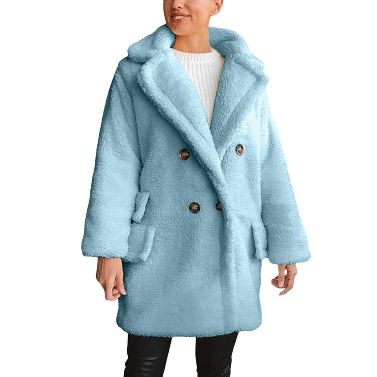 PMUYBHF Jean Jacket Women Cropped Ripped Womens Winter Clothes Fuzzy Lapel Open Front Long Cardigan Coat Warm Winter Outwear Jackets Denim Jacket