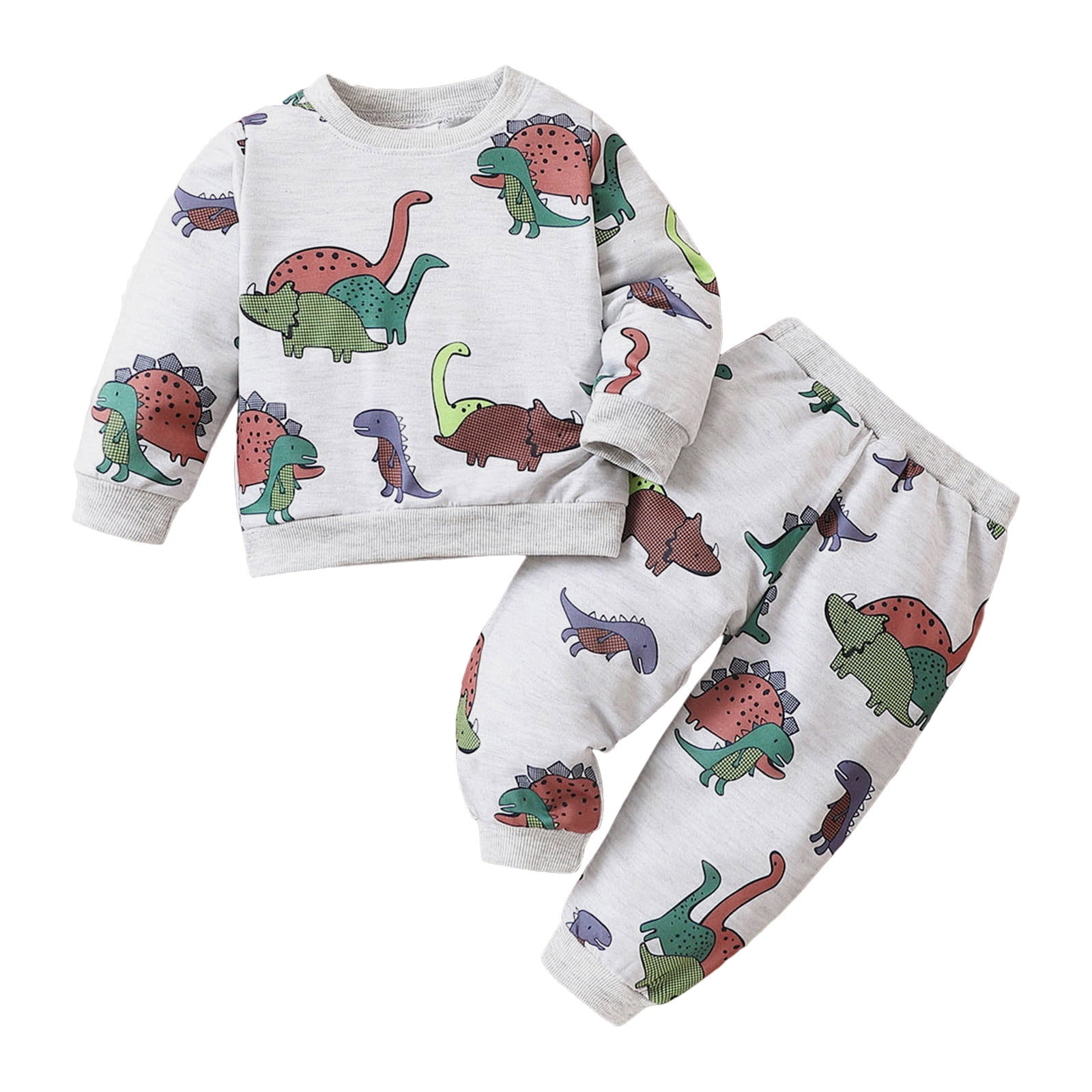 PMUYBHF Kids Toddler Boys Long Sleeve Cartoon Dinosaur Prints Tops