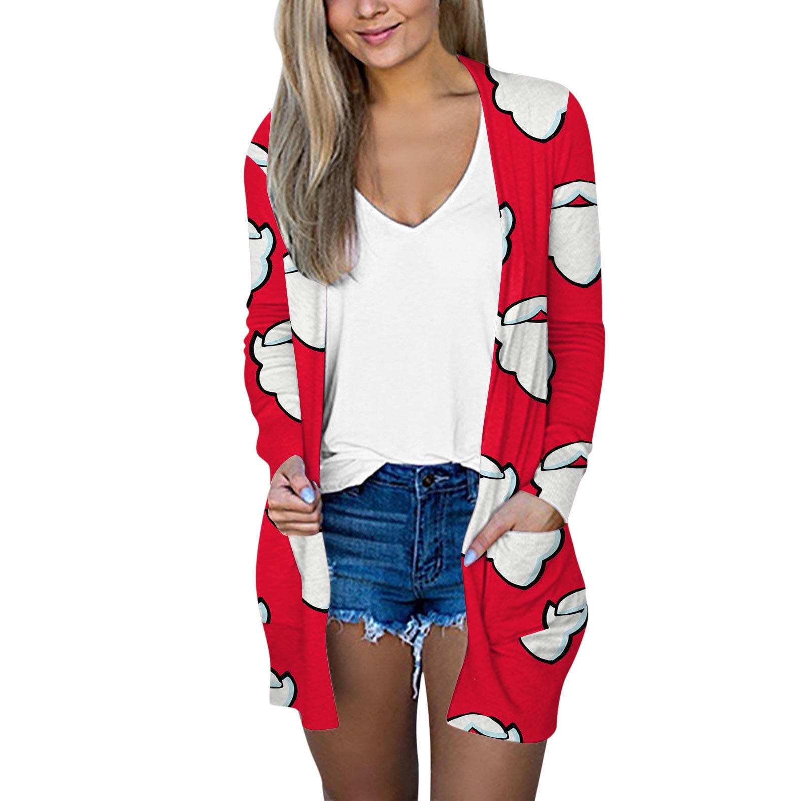 PMUYBHF Kimono Cardigan Long Dressy Womens Fashion Cardigan Casual Printed Cardigan Jacket with Pockets Sweaters for Women Plus Size Walmart