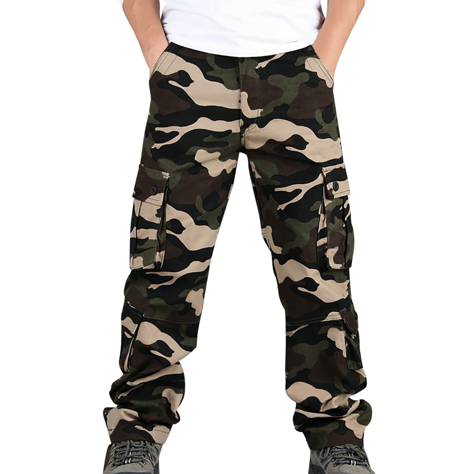 PMUYBHF Loose fit Jeans for Men 48X30 Men's Casual Cargo Pants Camo
