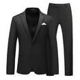 thumbnail image 1 of PMUYBHF Male Black Suits for Men Big and Tall 4Th of July Men’S Suit Slim 2 Piece Suit Business Wedding Party Jacket Coat & Pants Black L, 1 of 2