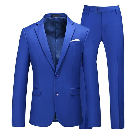 PMUYBHF Male Black Suits for Men Big and Tall 4Th of July Men’S Suit Slim 2 Piece Suit Business Wedding Party Jacket Coat & Pants Blue XXXXXL