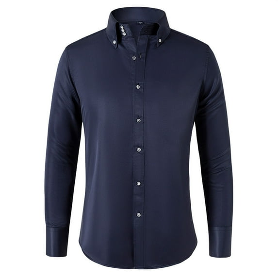 PMUYBHF Male L Red Dress Shirts for Men July 4 Men's Shirt Spring and Autumn New Business Casual French Crystal Buckle Men's Small Shirt Long Sleeve Navy Mens Dress Shirts Slim fit Tall