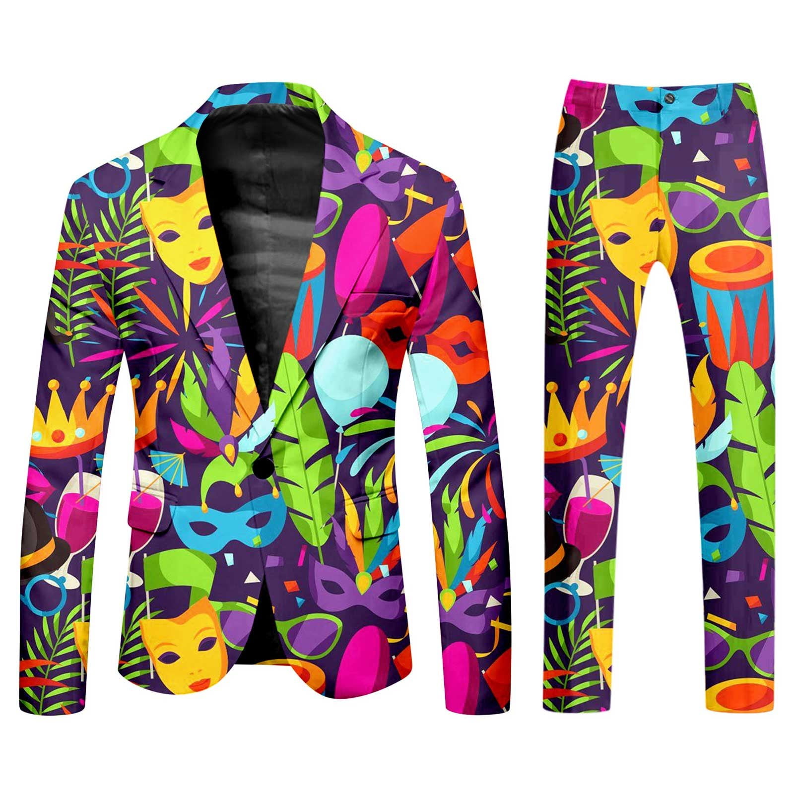 PMUYBHF Male Men Fall Outfits 2025 July 4 Mens Purple and Gold Carnival