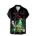 thumbnail image 1 of PMUYBHF Male Men's St Patrick's Day Clothing Mens St. Day Santa Digital 3D Printing Short Sleeve Lapel Button Shirt Top Black L, 1 of 3
