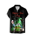 thumbnail image 1 of PMUYBHF Male Men's St Patrick's Day Clothing Mens St. Day Santa Digital 3D Printing Short Sleeve Lapel Button Shirt Top Black XXL, 1 of 3