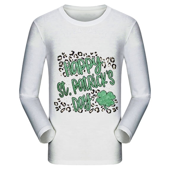 PMUYBHF Male Men's St Patrick's Day Shirts Men's Fashion 3D Digital Printed Casual Long Sleeve Personality Crew Neck Loose T Shirt Camouflage XXL